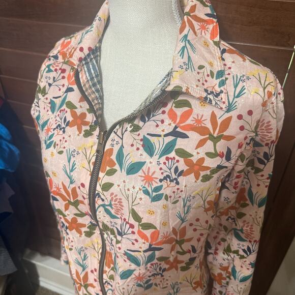 Reversible Boho full zip Jacket Floral Embroidery Plaid Soft Flannel sz S Artsy - Picture 5 of 12